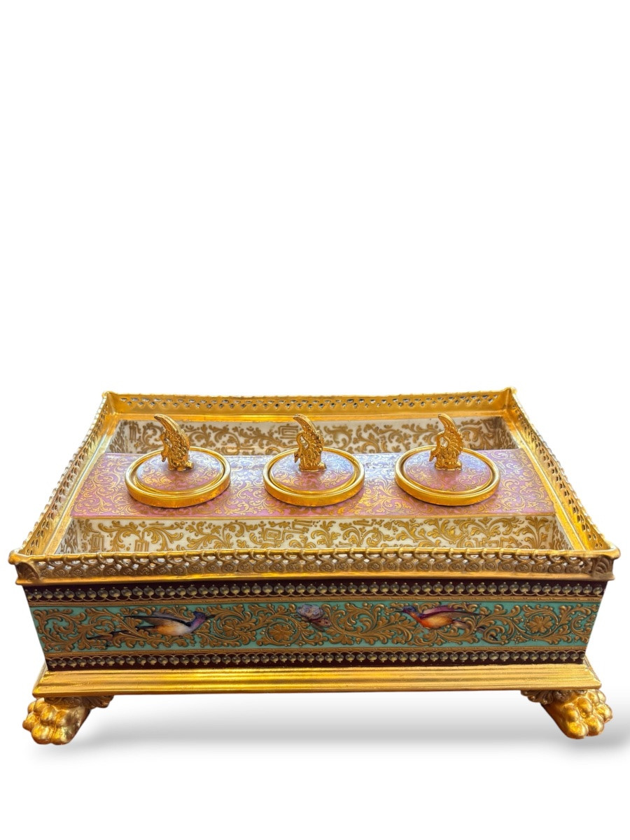 19th Century, Porcelain Desk Inkwell In The Sèvres Style-photo-1