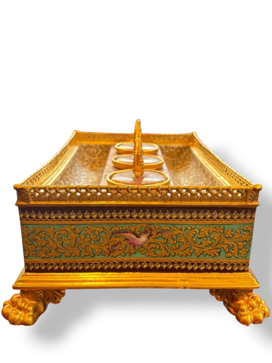 19th Century, Porcelain Desk Inkwell In The Sèvres Style-photo-2