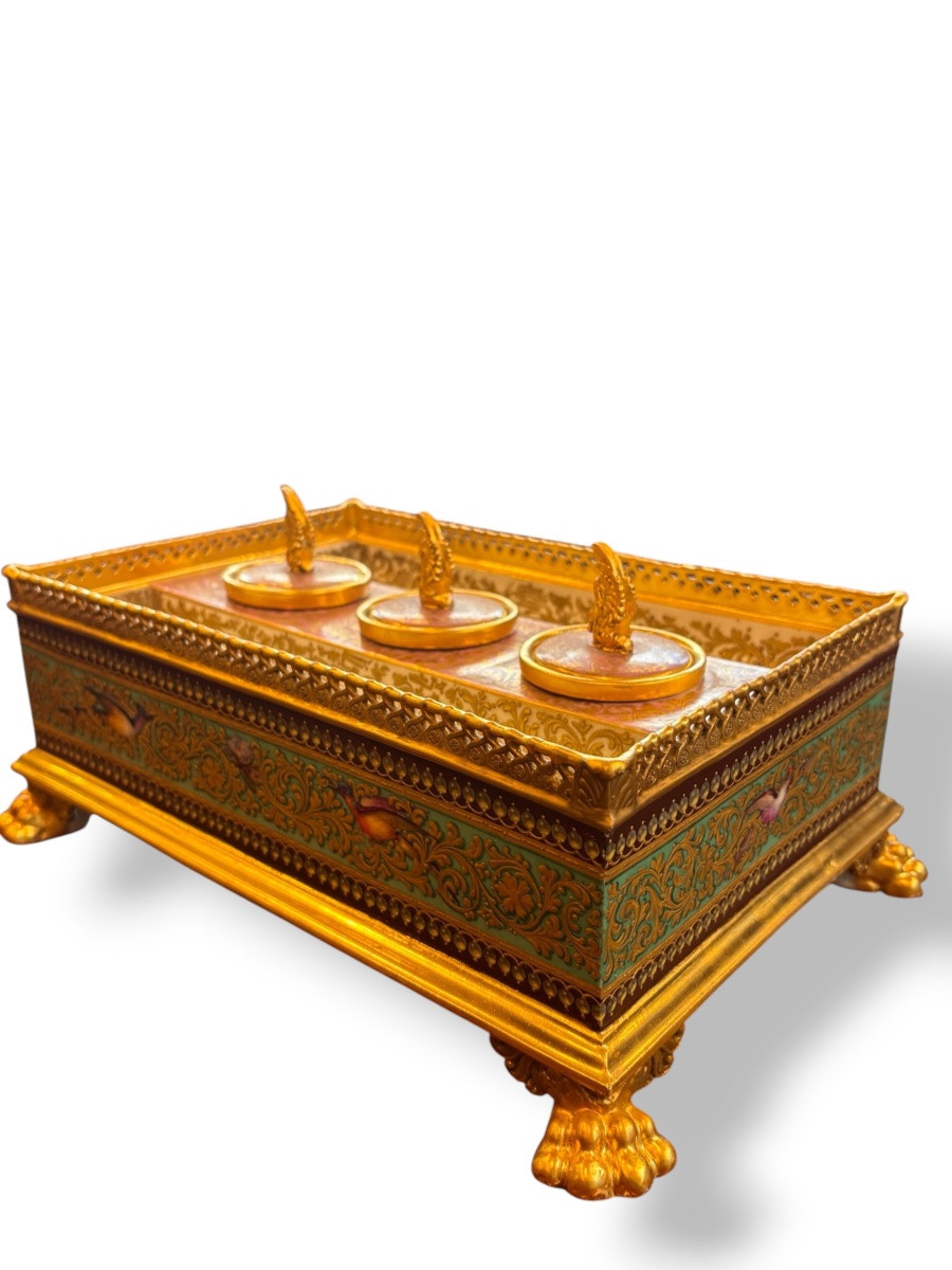 19th Century, Porcelain Desk Inkwell In The Sèvres Style-photo-4