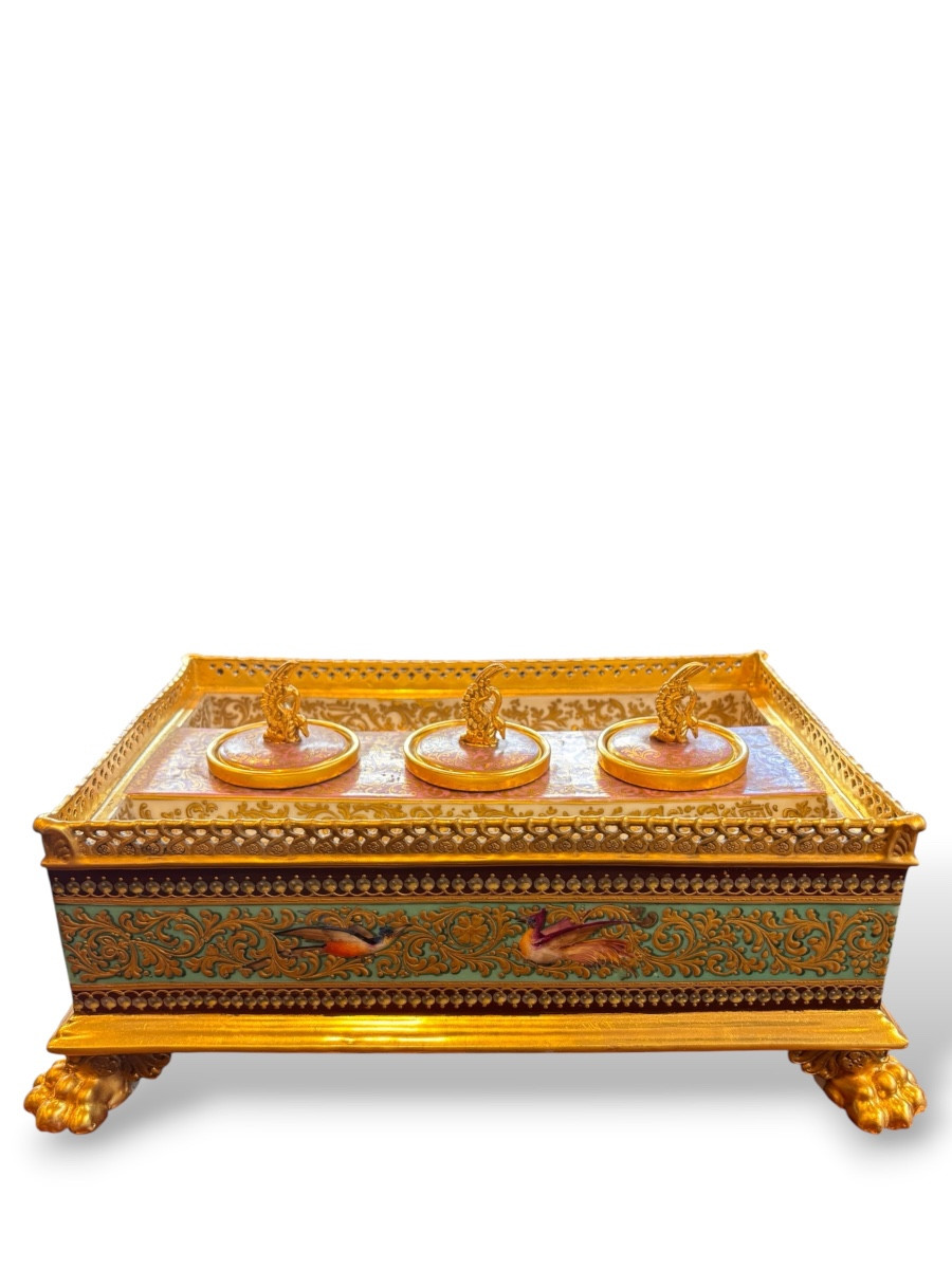 19th Century, Porcelain Desk Inkwell In The Sèvres Style