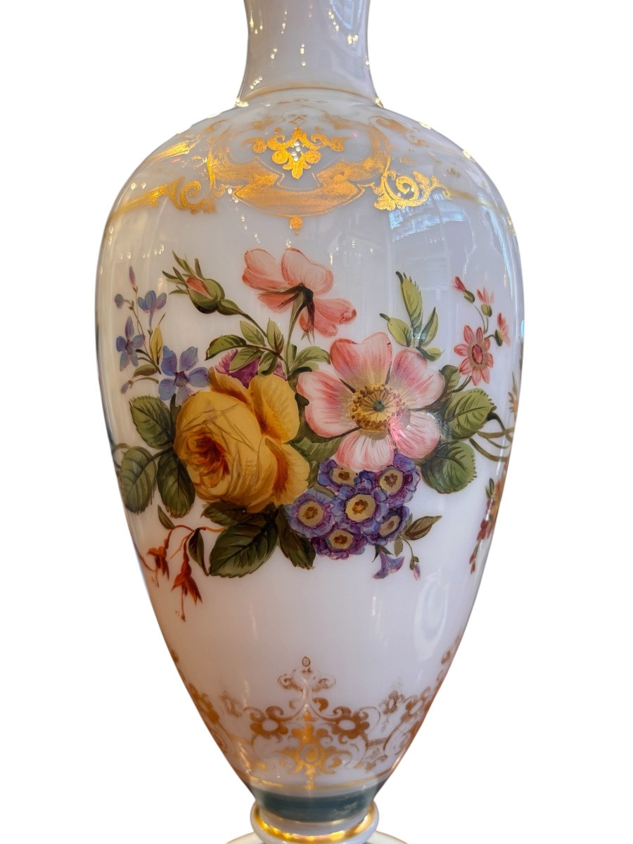 19th Century, Pair Of Glazed Opaline Vases, Probably Baccarat-photo-2
