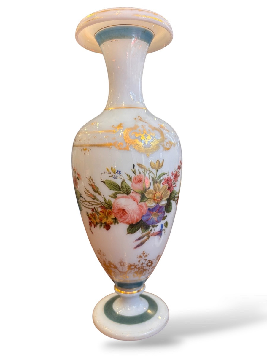19th Century, Pair Of Glazed Opaline Vases, Probably Baccarat-photo-1
