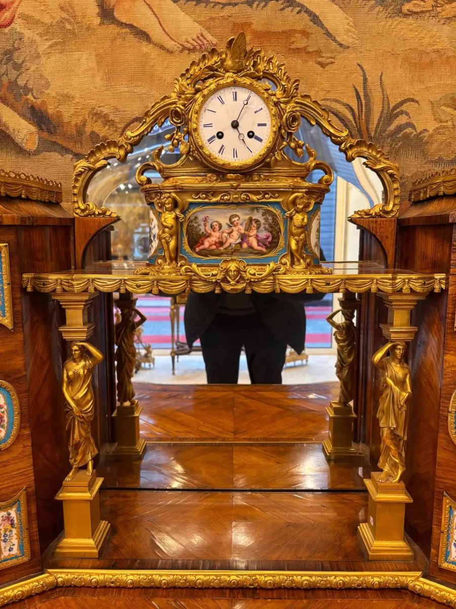 French Louis XV-style Desk By C.c., With Sèvres Porcelain, Alix-photo-2