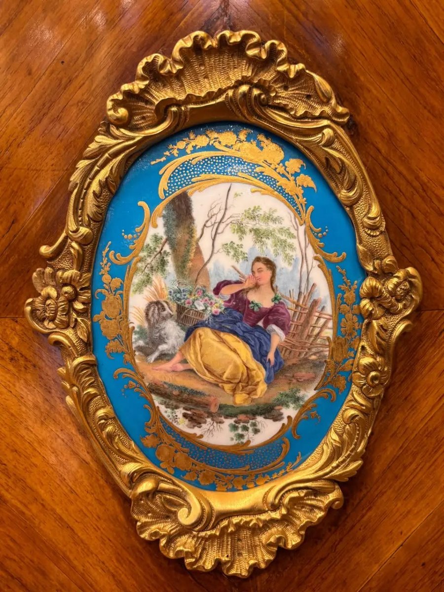 French Louis XV-style Desk By C.c., With Sèvres Porcelain, Alix-photo-3