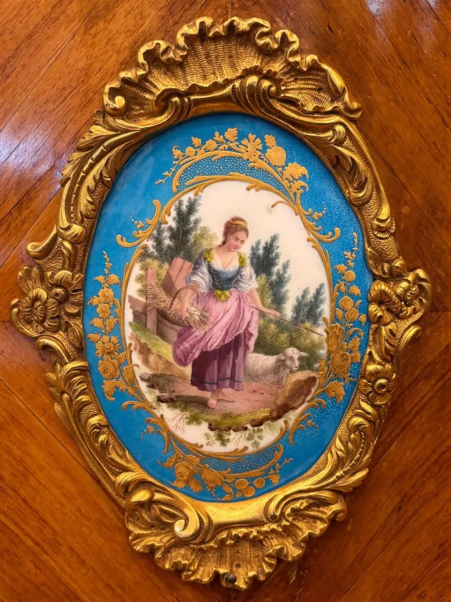 French Louis XV-style Desk By C.c., With Sèvres Porcelain, Alix-photo-4
