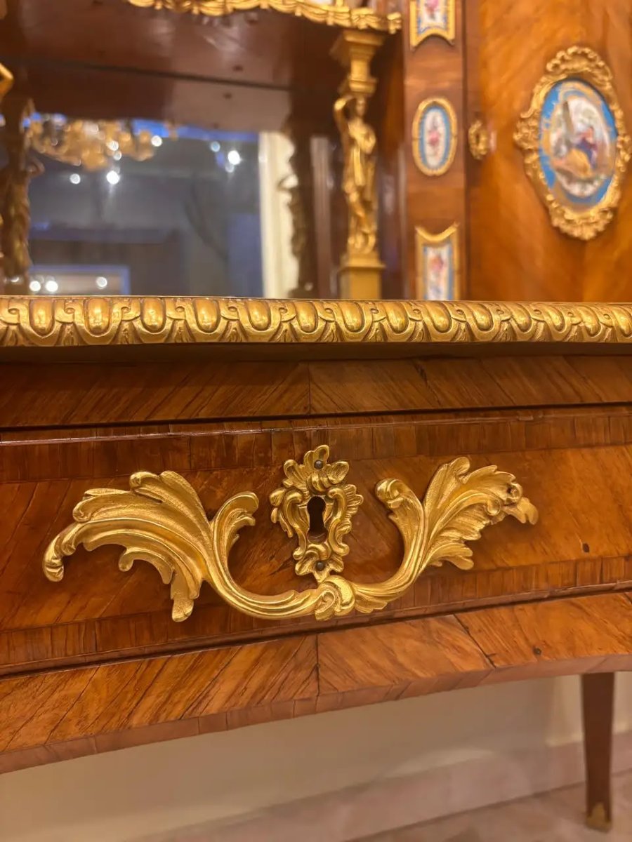 French Louis XV-style Desk By C.c., With Sèvres Porcelain, Alix-photo-1