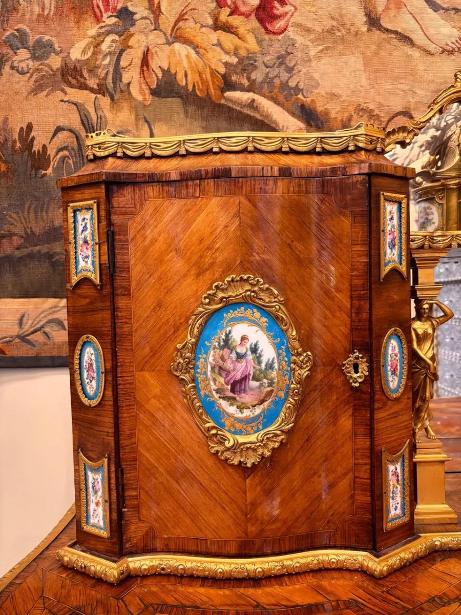 French Louis XV-style Desk By C.c., With Sèvres Porcelain, Alix-photo-3