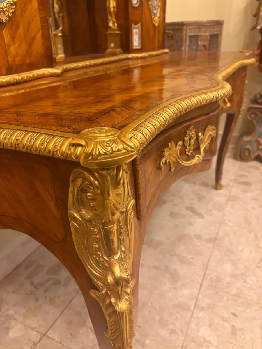 French Louis XV-style Desk By C.c., With Sèvres Porcelain, Alix-photo-5