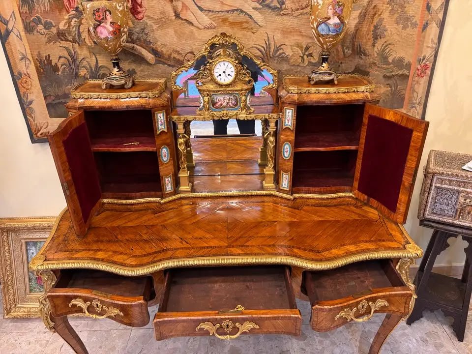 French Louis XV-style Desk By C.c., With Sèvres Porcelain, Alix-photo-6