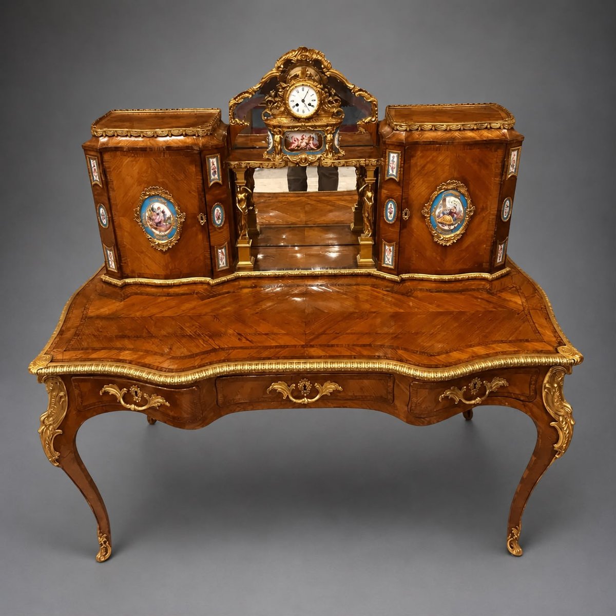 French Louis XV-style Desk By C.c., With Sèvres Porcelain, Alix