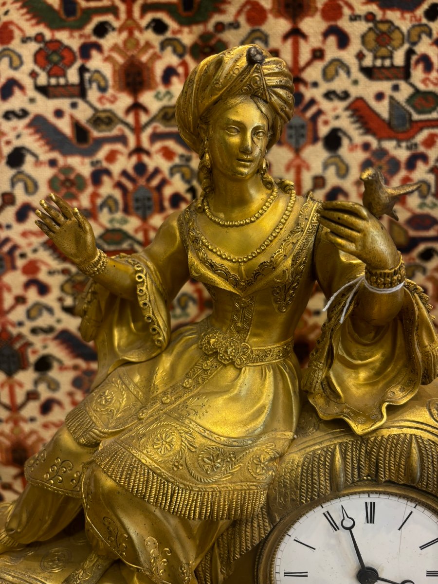 Gilded Bronze Clock With An Oriental Figure - Restoration Period -photo-3