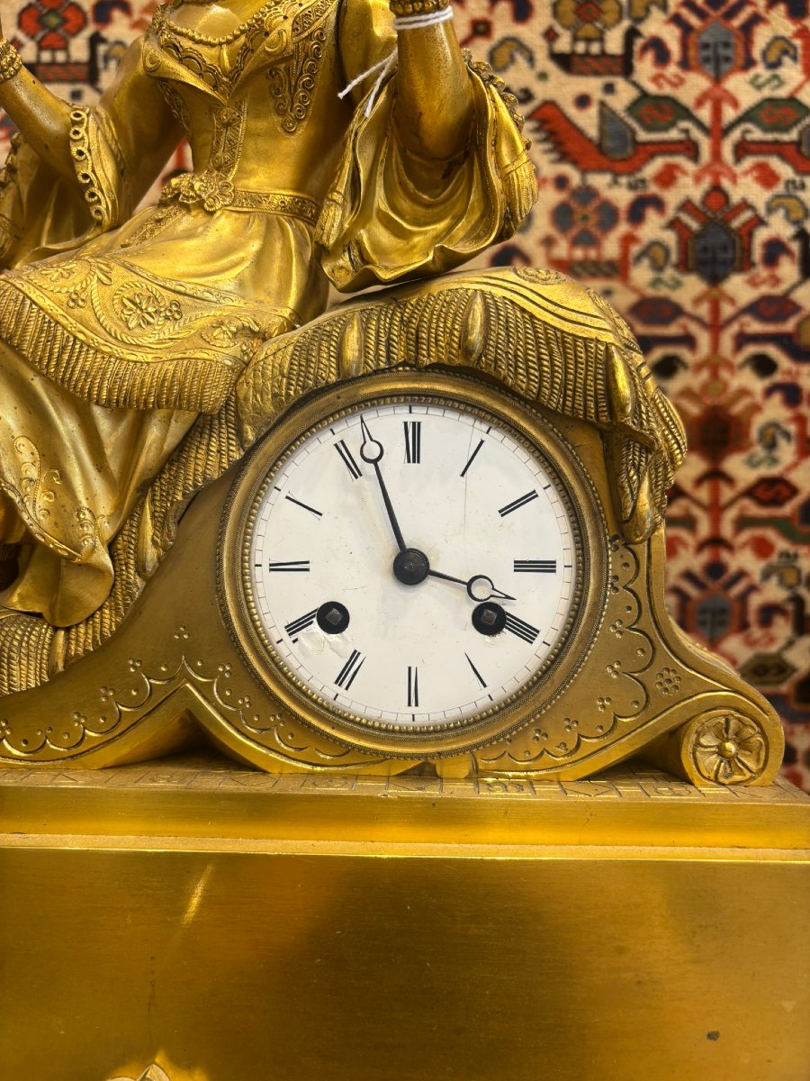 Gilded Bronze Clock With An Oriental Figure - Restoration Period -photo-4
