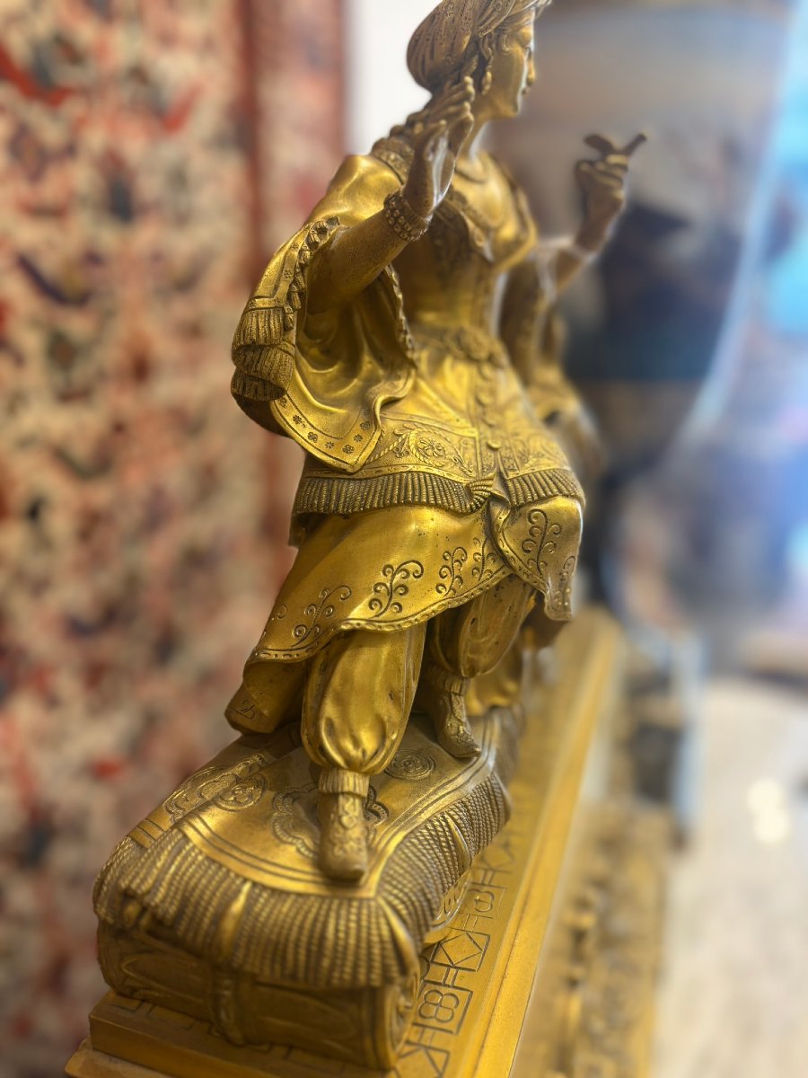 Gilded Bronze Clock With An Oriental Figure - Restoration Period -photo-1