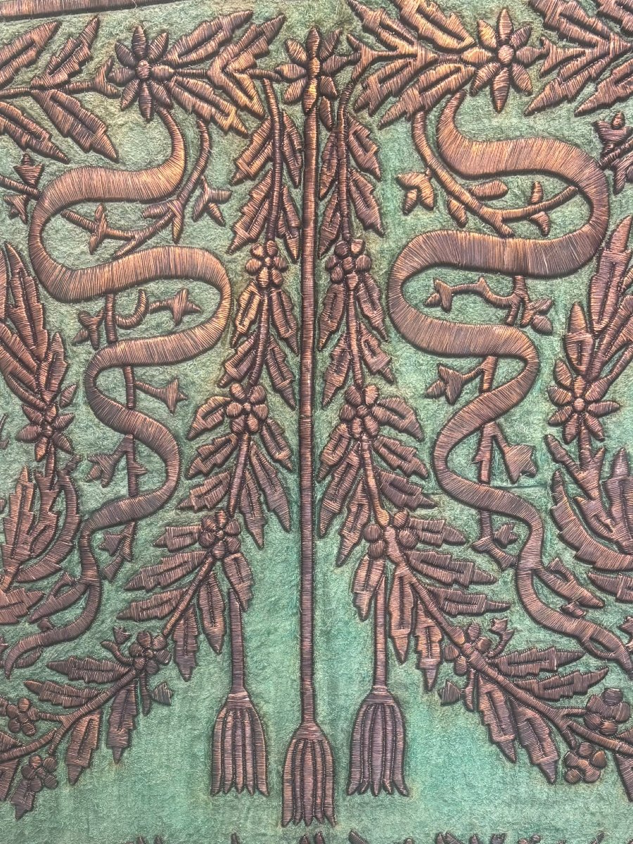 Large Ottoman Islamic Embroidered Silk Hanging – Sultan Abdulhamid II Period-photo-5