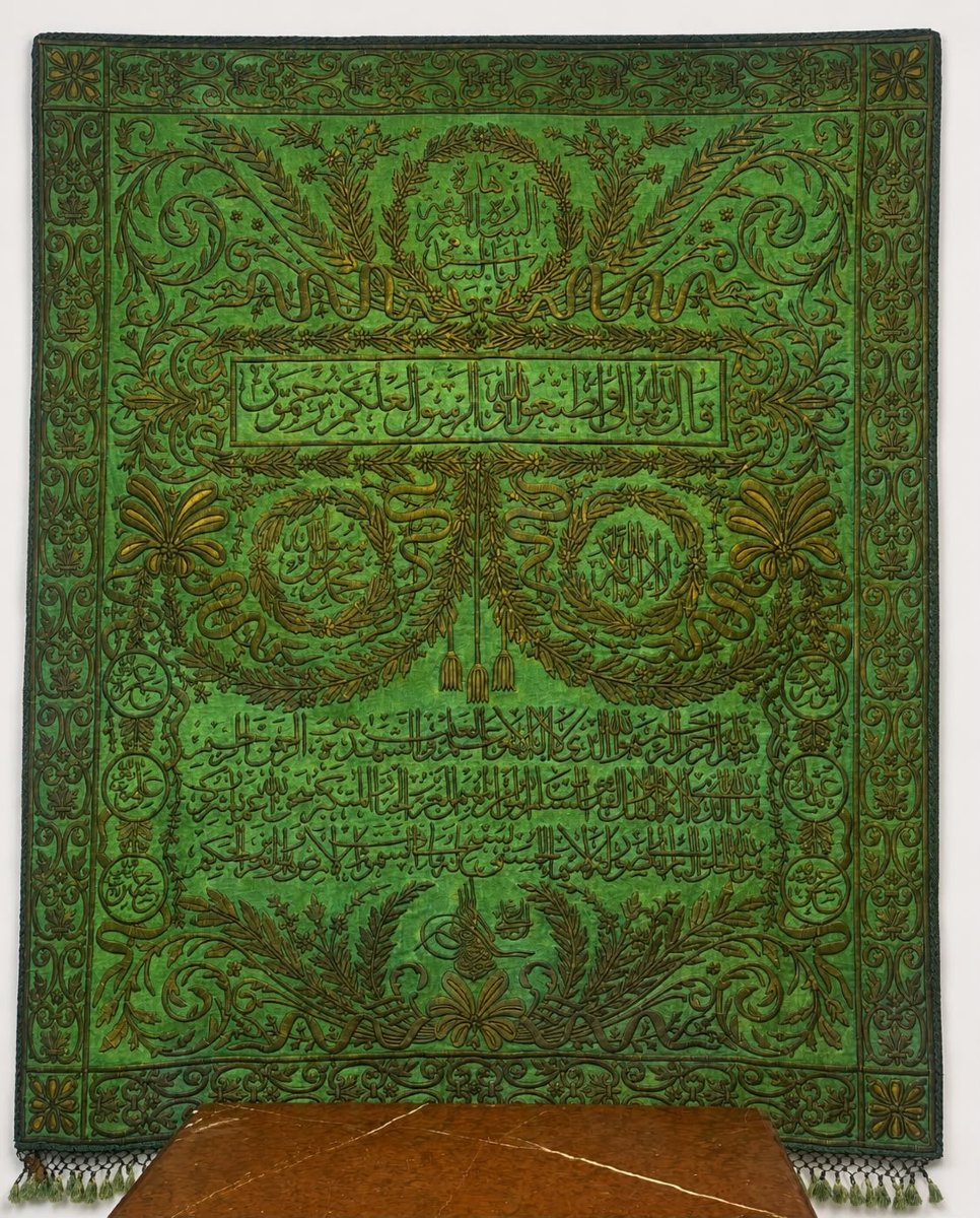 Large Ottoman Islamic Embroidered Silk Hanging – Sultan Abdulhamid II Period