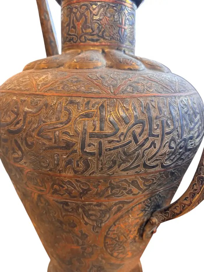 19th-century Syrian Ewer From Damascus, Made Of Copper Inlaid With Silver-photo-2