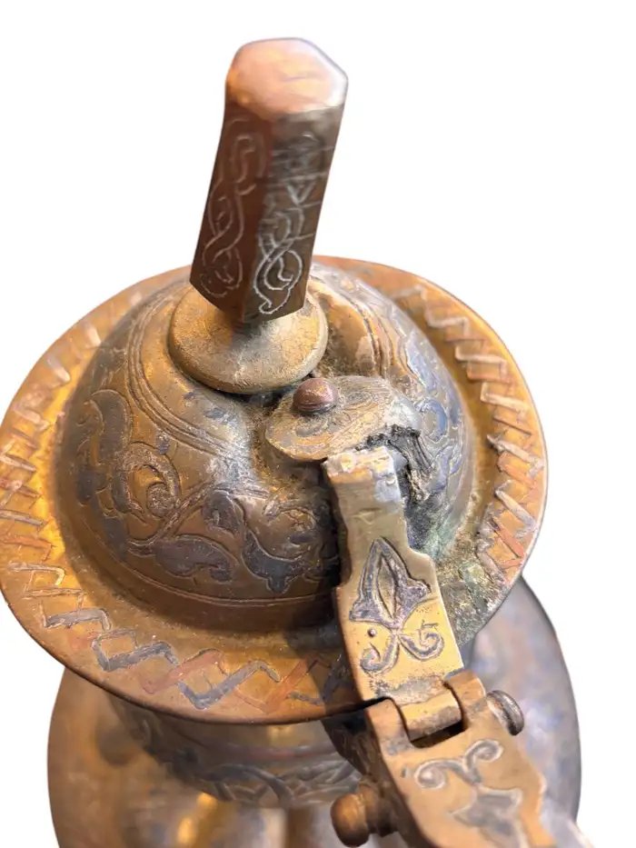 19th-century Syrian Ewer From Damascus, Made Of Copper Inlaid With Silver-photo-4