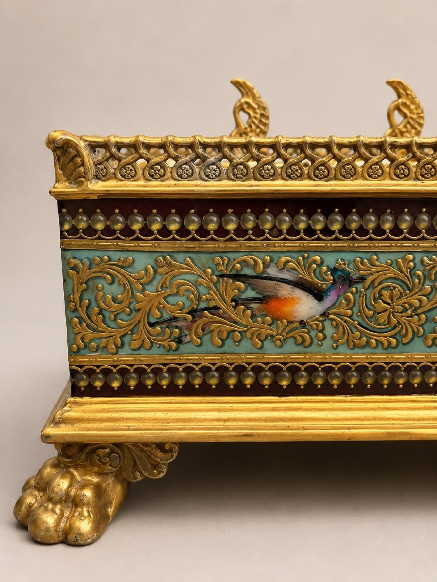  Encrier de bureau en porcelaine dans le goût de Sèvres , XIXe siècle -photo-2