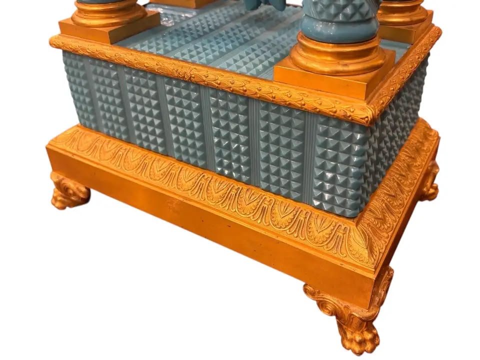 Garniture de cheminée Charles X Opaline bleue-photo-5