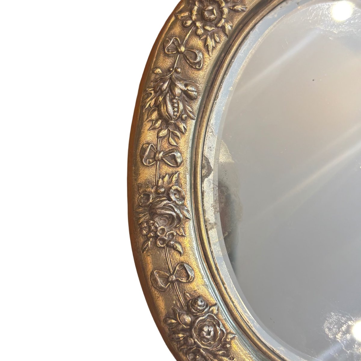 Handheld Mirror In Repoussé And Chiseled Silver, Decorated With Putti And Flowers, 1894-photo-4