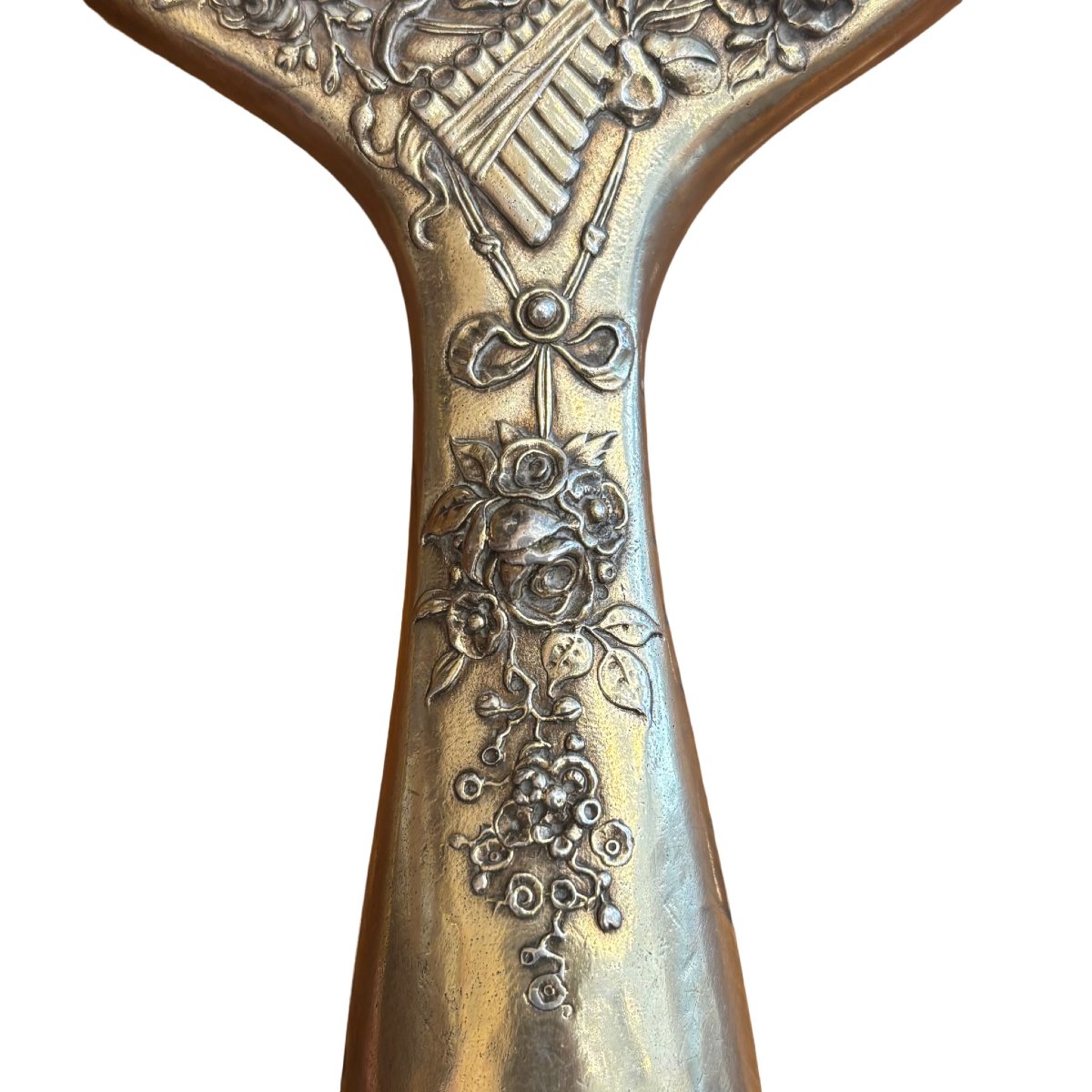 Handheld Mirror In Repoussé And Chiseled Silver, Decorated With Putti And Flowers, 1894-photo-7