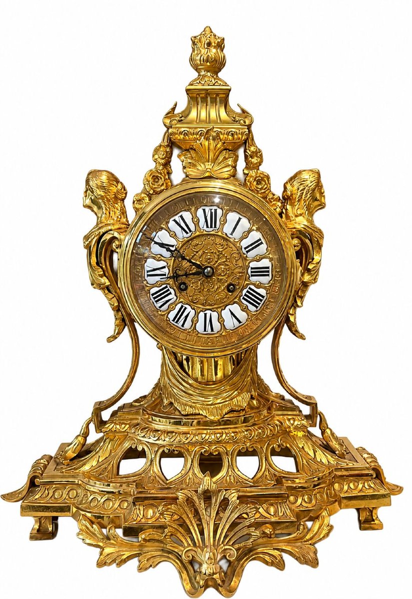 Garniture de cheminée en bronze doré -photo-2