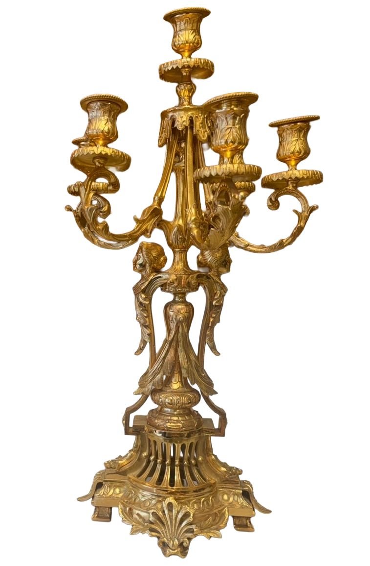 Garniture de cheminée en bronze doré -photo-3