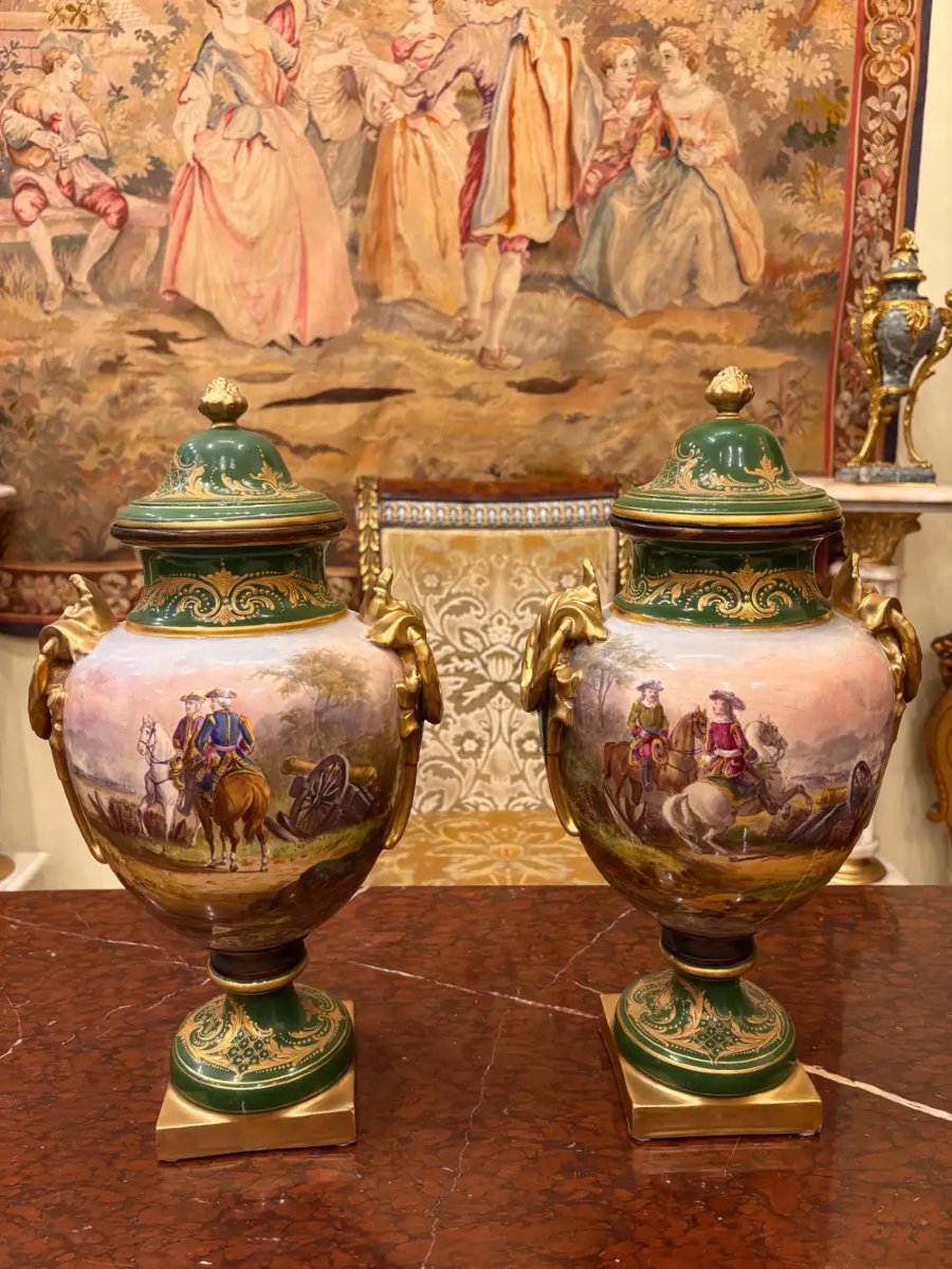Sèvre - H.DESPREZ , Paire de vases en porcelaine , XIXe siècle, 42 cm -photo-2