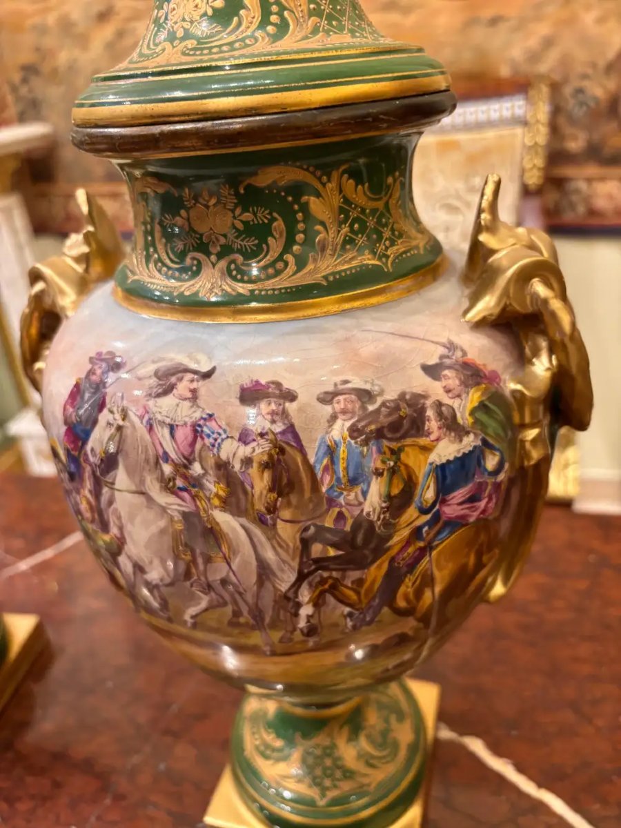 Sèvre - H.DESPREZ , Paire de vases en porcelaine , XIXe siècle, 42 cm -photo-2