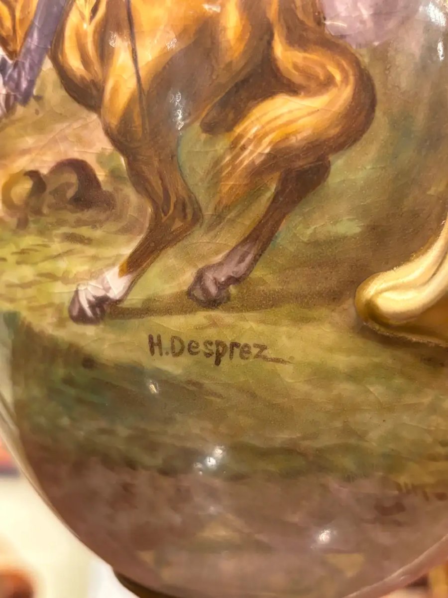Sèvre - H.DESPREZ , Paire de vases en porcelaine , XIXe siècle, 42 cm -photo-8