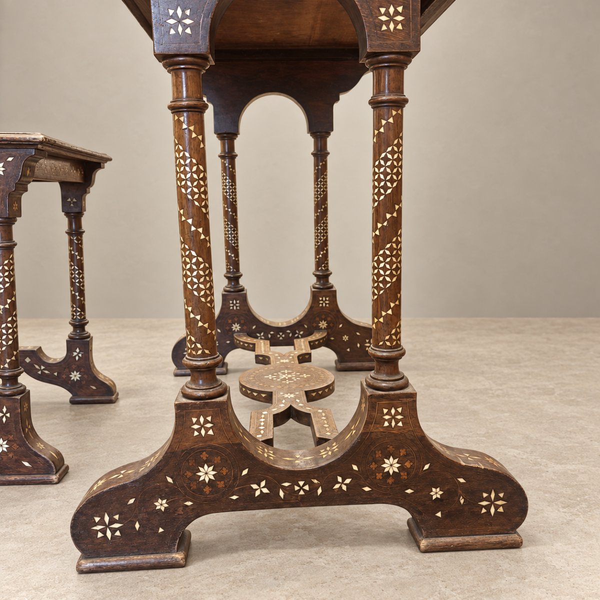 19th-century Indo-portuguese Inlaid Desk And Matching Chair-photo-5