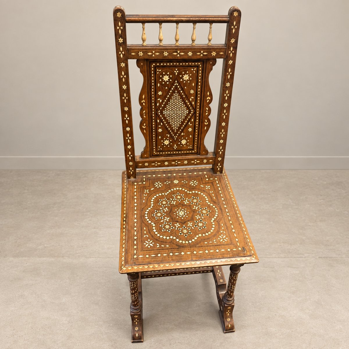 19th-century Indo-portuguese Inlaid Desk And Matching Chair-photo-7