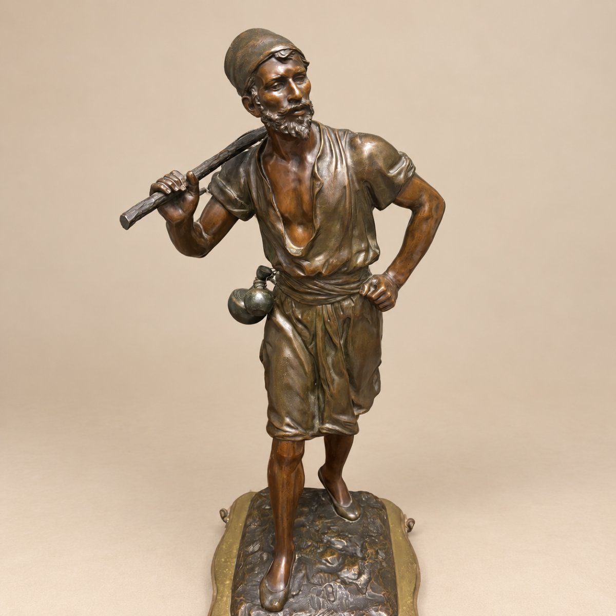 Orientalist Water Carrier, Bronze Sculpture By Debut-photo-2