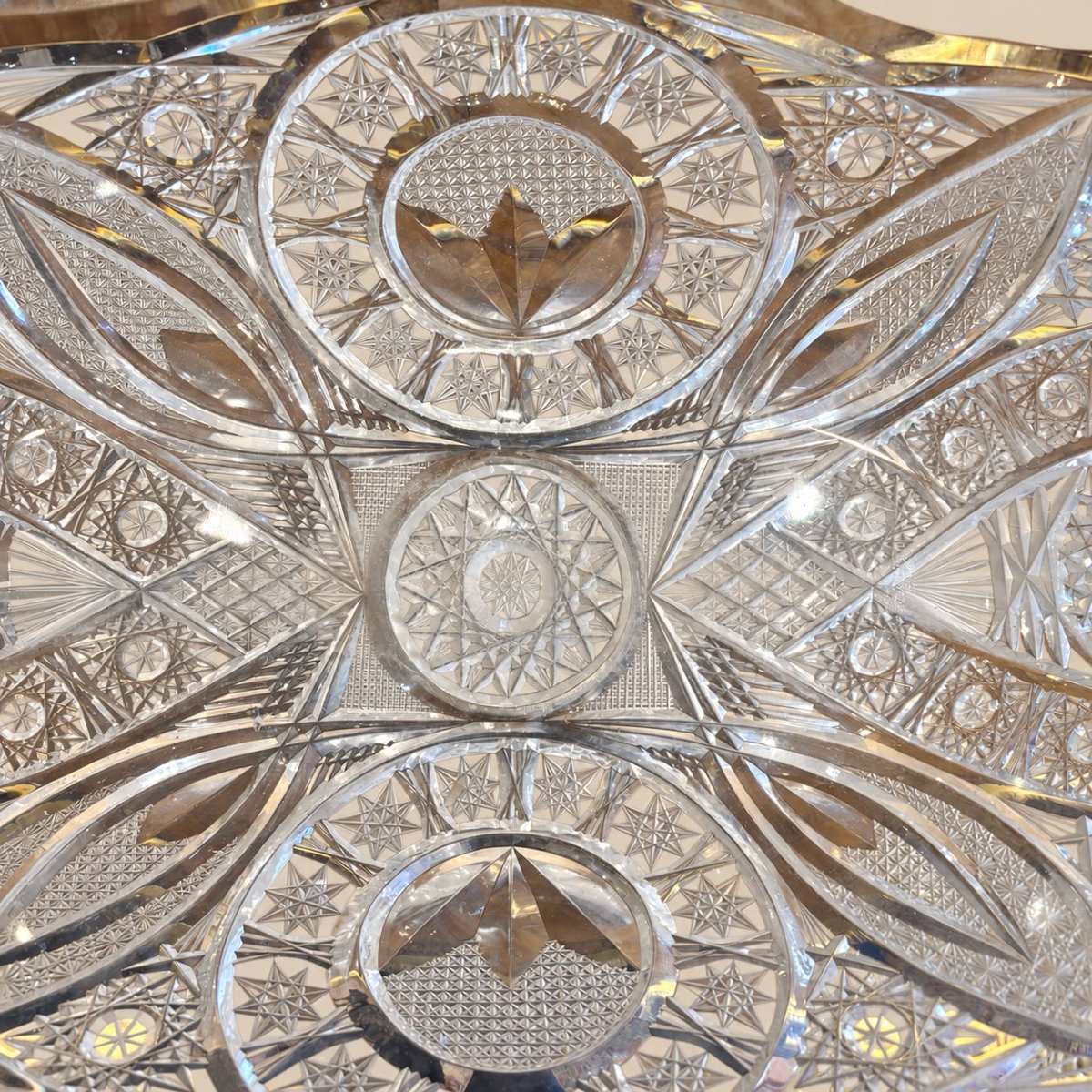 Centre de table en cristal taillé et monture argentée -photo-3