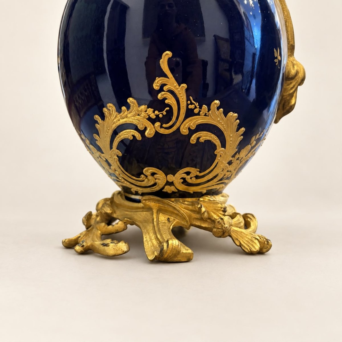 Pair Of Cobalt Blue Ewers With Gilt Decoration, Louis XV Style-photo-5