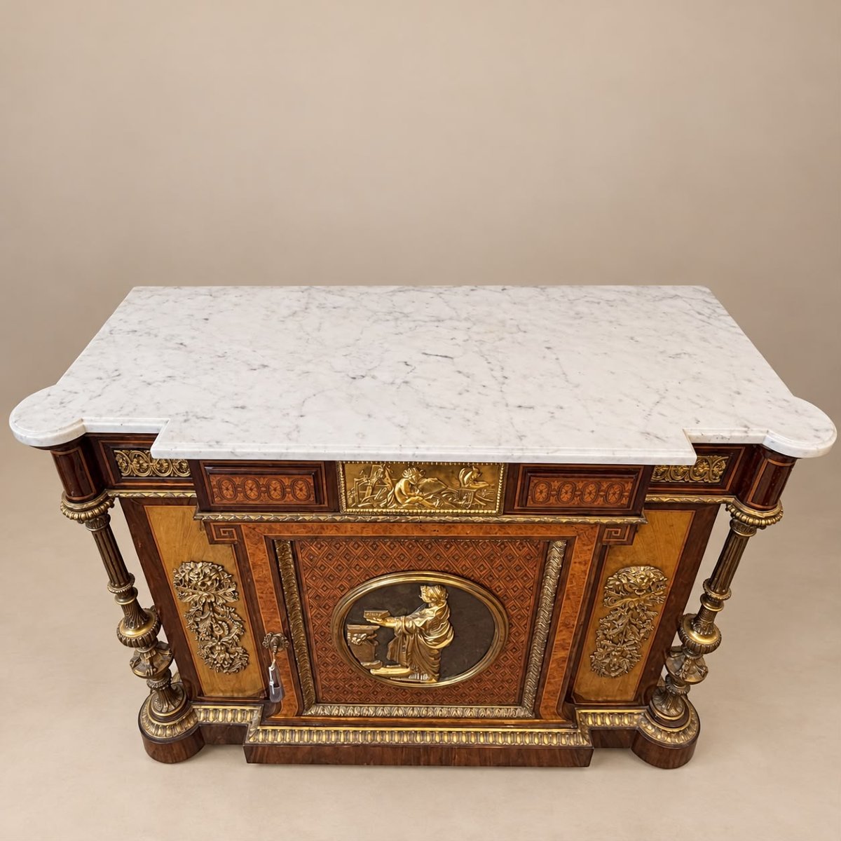 Marquetry Sideboard With Neoclassical Decoration, Napoleon III Style-photo-2