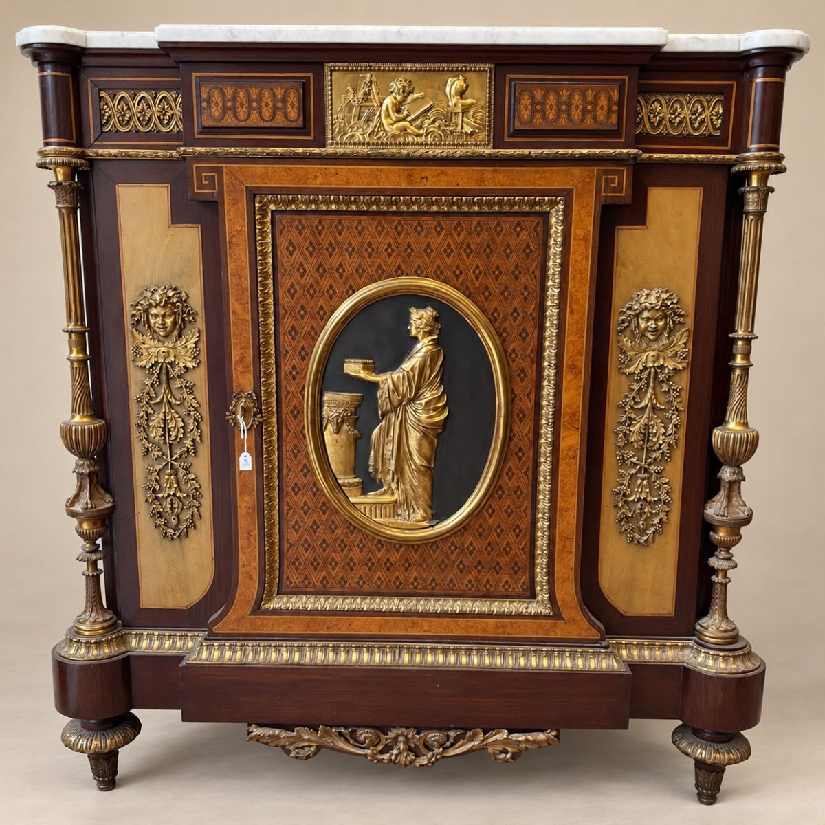 Marquetry Sideboard With Neoclassical Decoration, Napoleon III Style