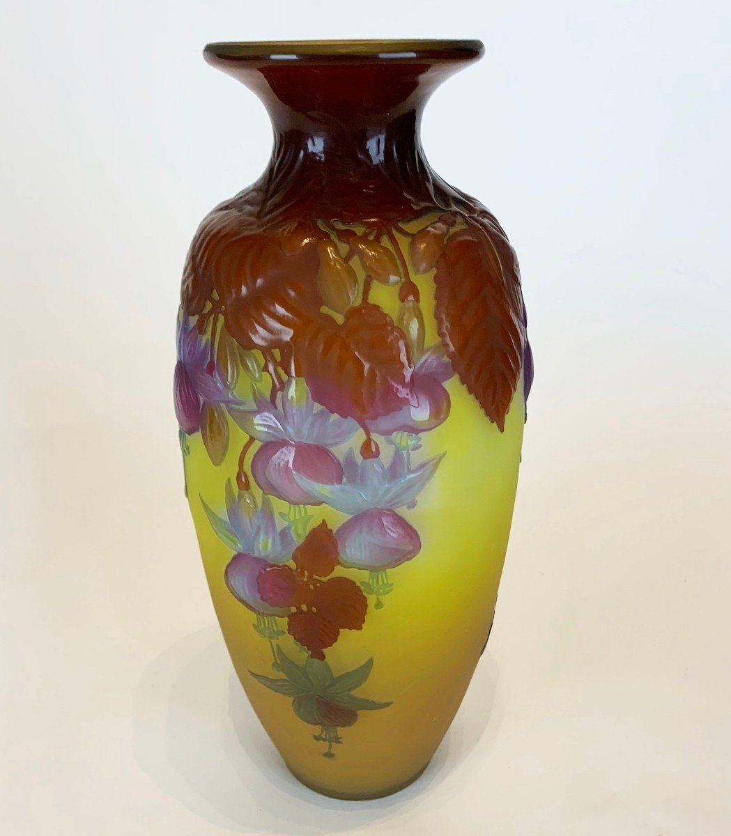 Beautiful Emile Gallé Vase With Flower Decor-photo-3