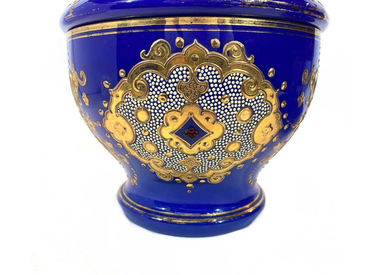 Oriental Style Blue Opaline Candy Box.-photo-3