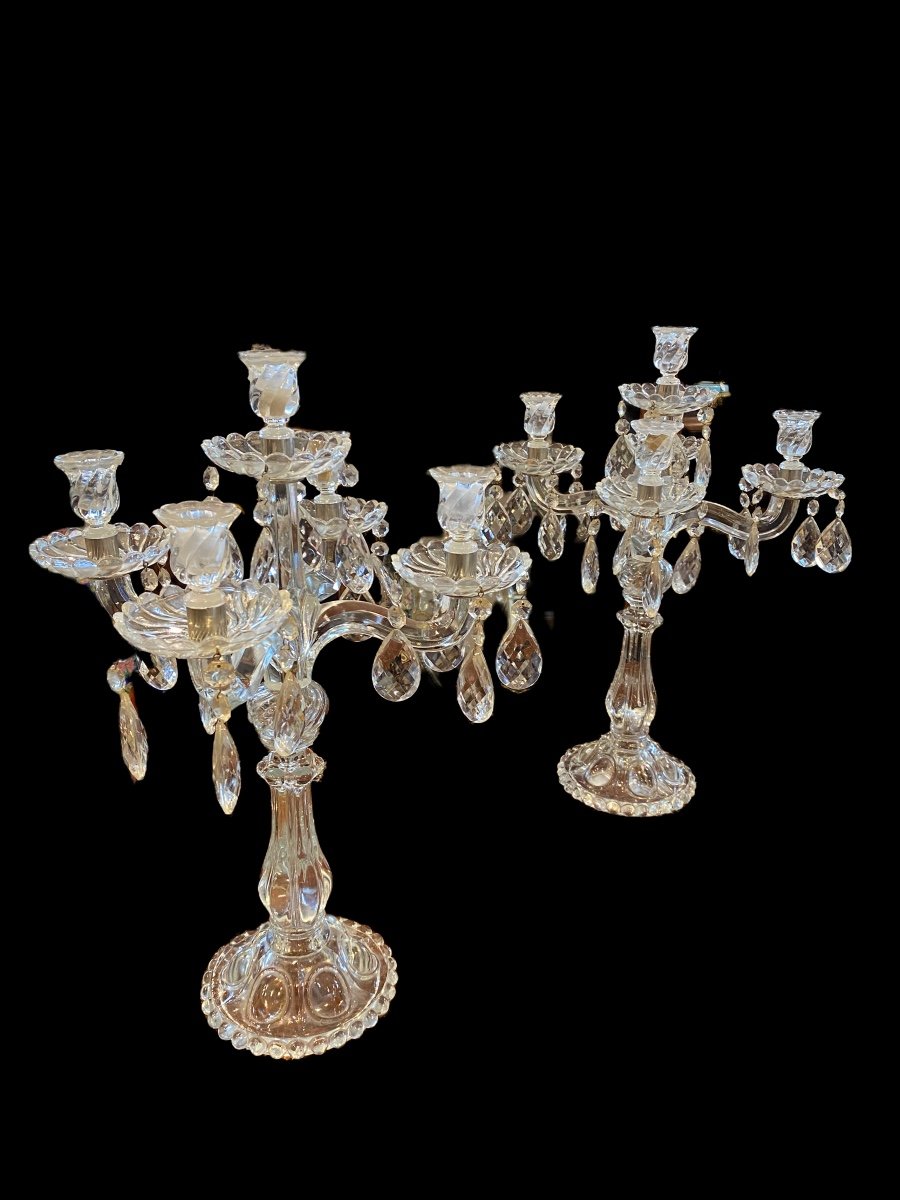 Paire De Chandelier Style Baccarat -photo-2