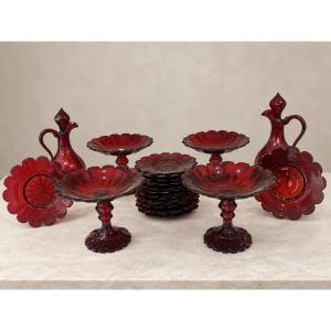 Important Ruby-colored Glass Dessert Service 