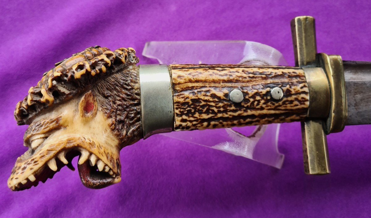 Hirschfänger Large Germanic Hunting Dagger Circa 1780-1800-photo-3