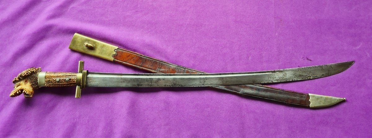 Hirschfänger Grande Dague de Chasse Germanique Circa 1780-1800-photo-4