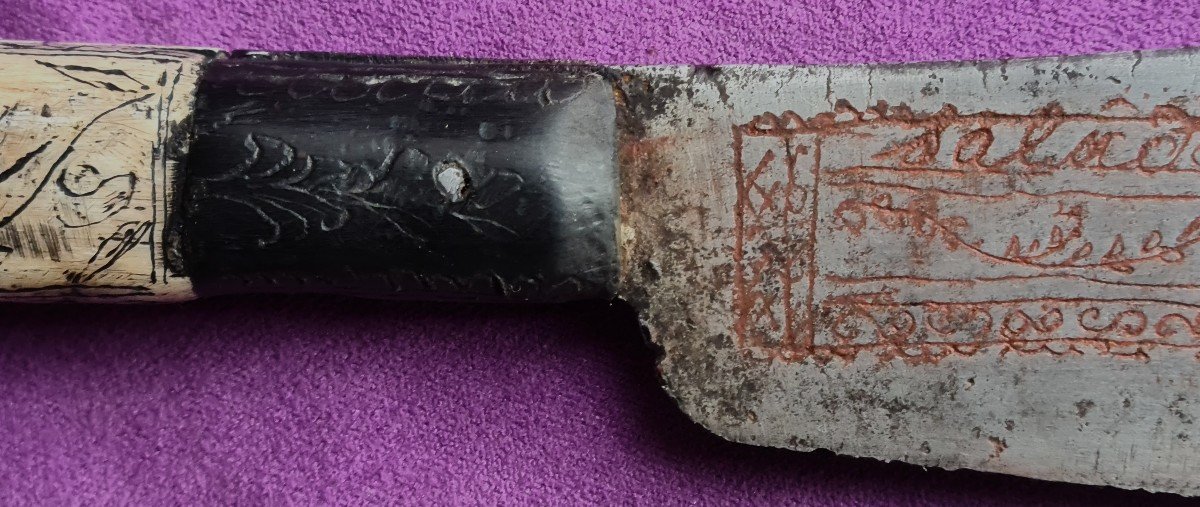 Rare Couteau Espagnol à Lame Gravée d'Une Malédiction-photo-7
