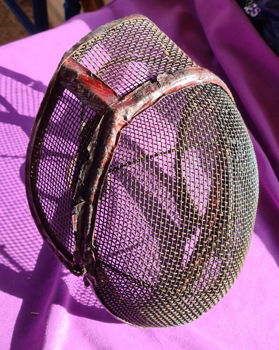 19th Century Fencing Mask, Red Leather-photo-2