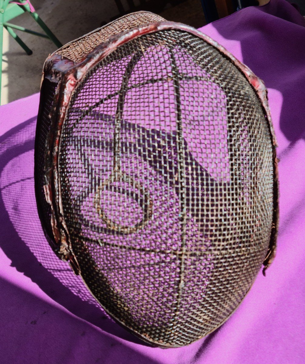 19th Century Fencing Mask, Red Leather-photo-1