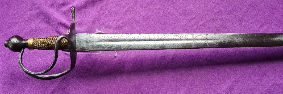 Strong Swedish Cavalry Sword 17th, Engraved Blade