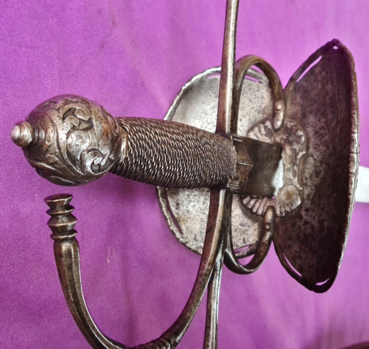 Italian Rapier Late 17th, Engraved Blade-photo-3