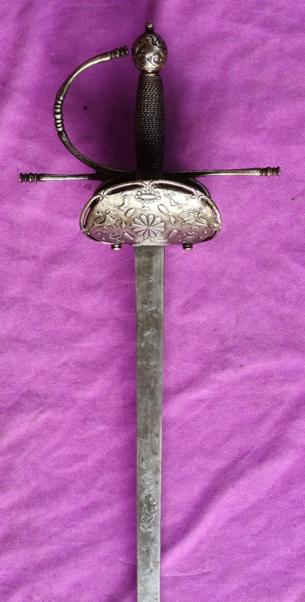 Italian Rapier Late 17th, Engraved Blade-photo-8