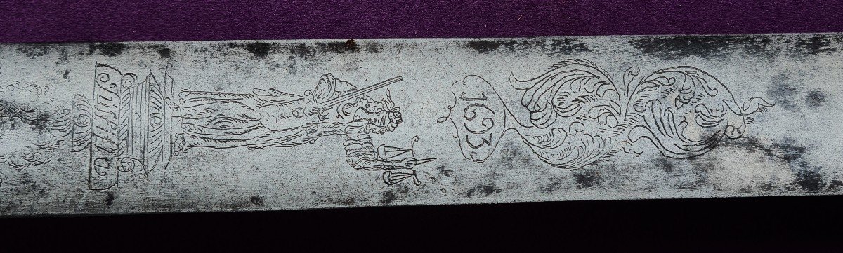 Rare épée d'Exécution Germanique Gravée, , 17ème Siècle-photo-5